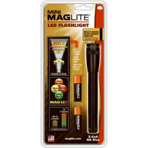 Maglite SP2201H LED Mini Flashlight 4-Function 2 AA Batteries Black
