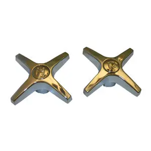 Lasco 01-4041 Universal Cross Hot Cold Faucet Handles Chrome Plated Pair