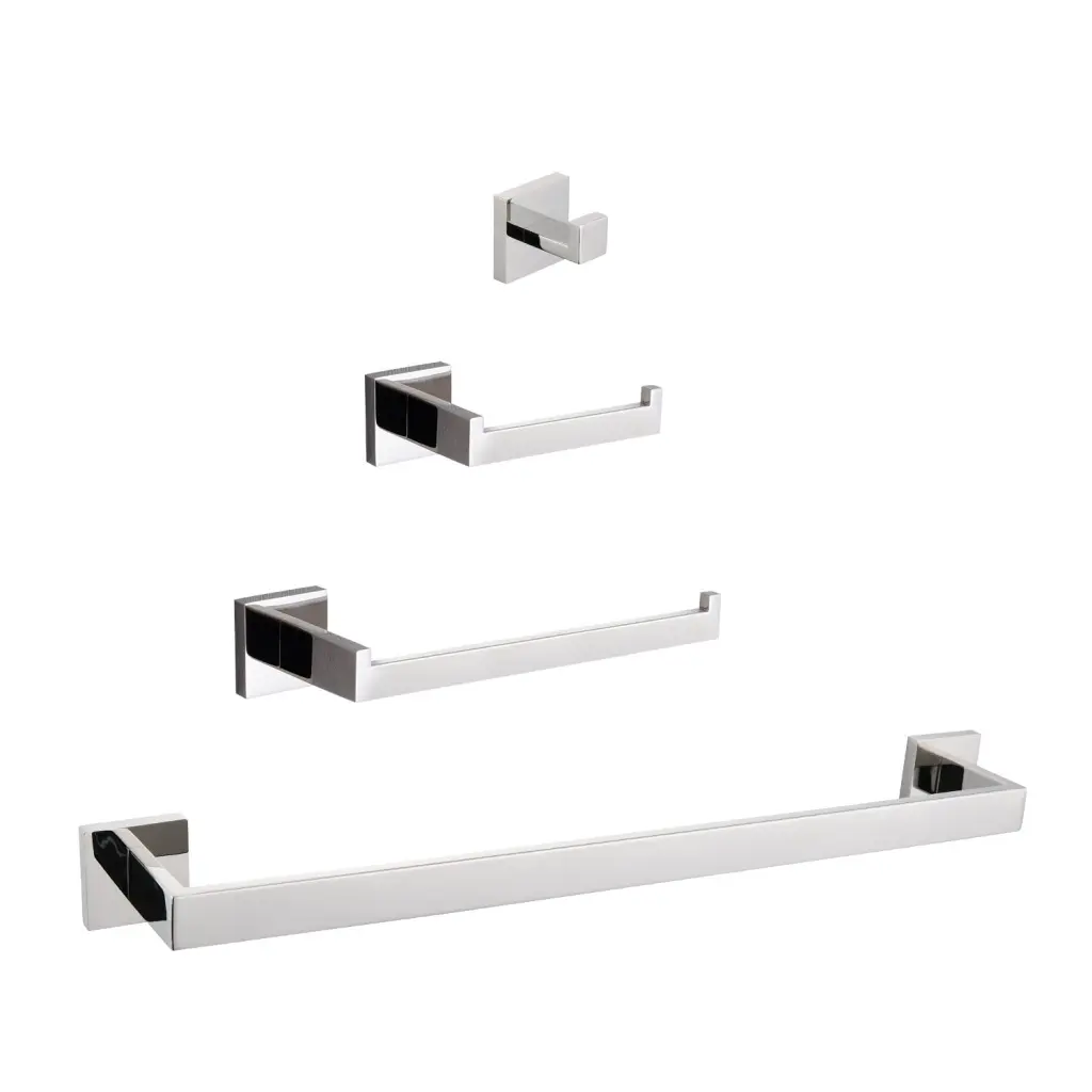 4 Piece Bathroom Hardware Set Chrome Stainless Steel rnb