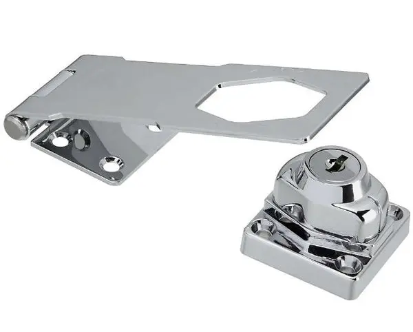 National Hardware N183-780 Keyed Hasp Lock 4-1/2" Chrome Secure Storage