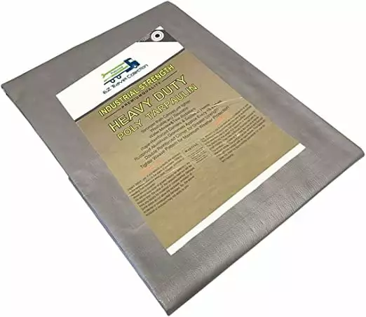10 Mil Waterproof Silver Tarp HD Reinforced Corners Industrial Quality 12x12 Feet EZ Travel