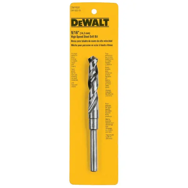 DeWalt DW1620 High Speed Split Point Drill Bit 9/16" Dia 3/8" Shank Precision Drilling