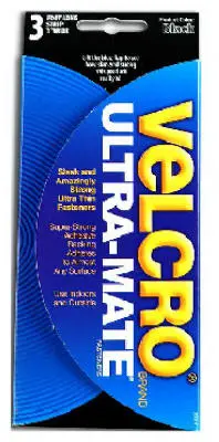 Ultra Thin Velcro Tape Black 1 Inch x 3 Feet Adhesive Hook and Loop