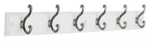 Liberty Hook Rail 6-Scroll Hooks 27 Inch Flat White & Satin Nickel Liberty Hardware