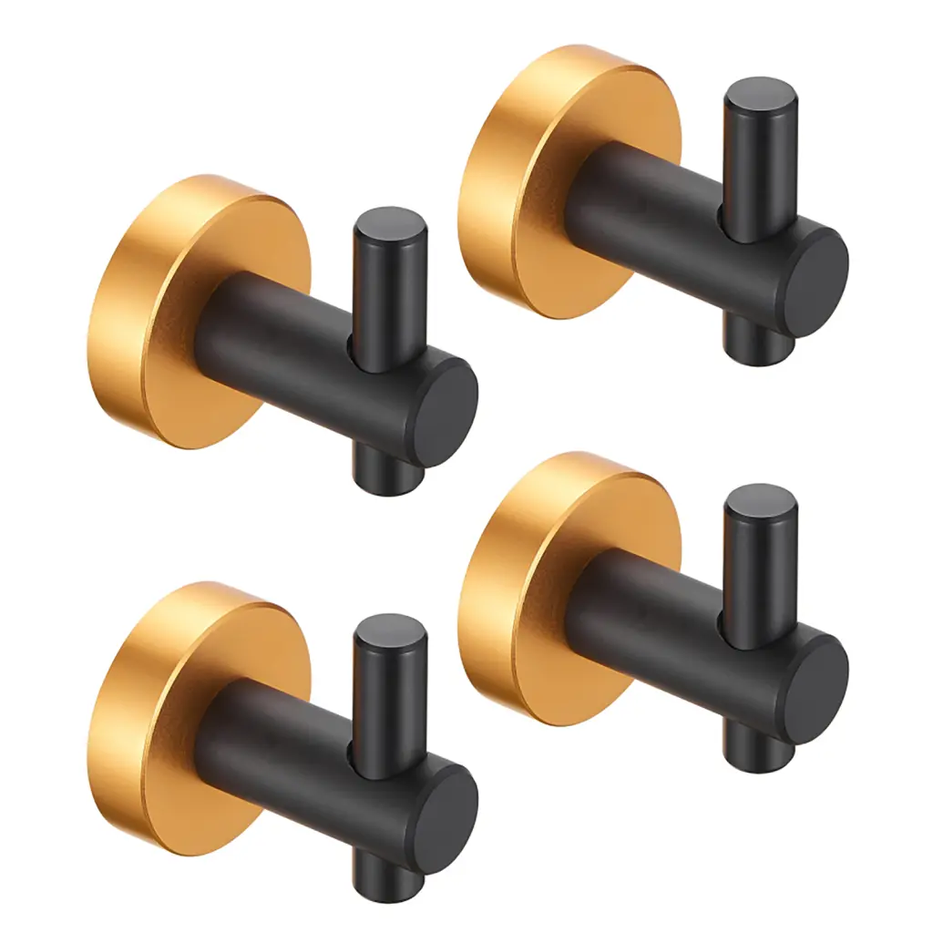 Round Base Wall Hanging Hook Screws Black Gold Hook 4 Pack t3177