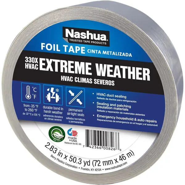 Nashua 1087665 Extreme Weather HVAC Foil Tape Silver 2.83 x 50.3 Yd 330X