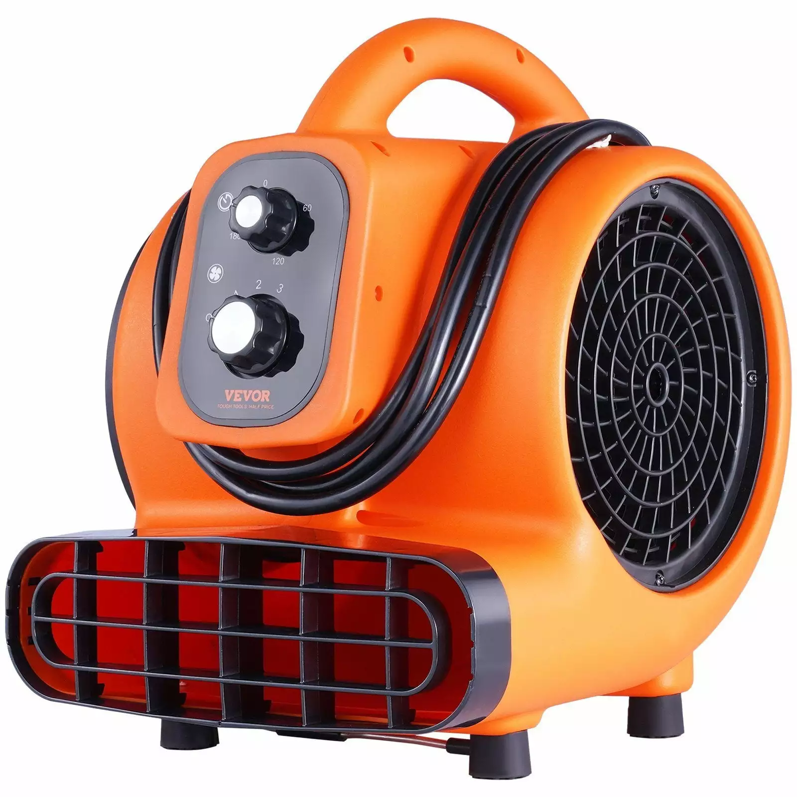 VEVOR Floor 1/4 HP. 1000 CFM Air Mover Drying and Cooling. Travel-friendly Carpet Dryer Fan 4 Blowing Angles and Time Func...