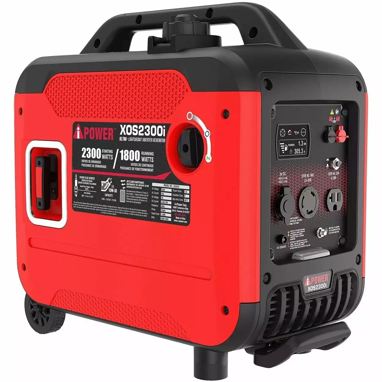 -iPower 2300 Watt Travel-friendly Generator Inverter Portability Kit and CO Sensor