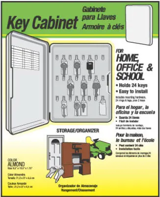 Hy-Ko KO301 Almond Plastic Non-Locking Key Cabinet 24 Rings & Tags