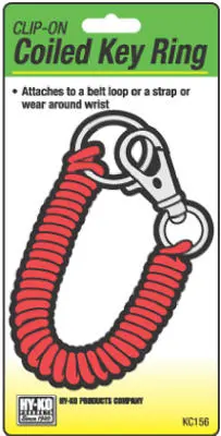 Hy-Ko KC156 Clip-On Vinyl Coiled Key Ring Metal Clip