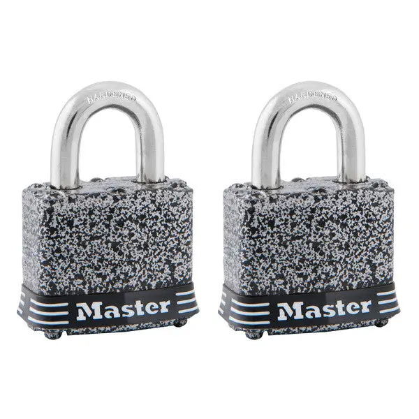 Master Lock 380T Laminated Steel Padlock 1-9/16 Inch 2-Pack Keyed Entry Security