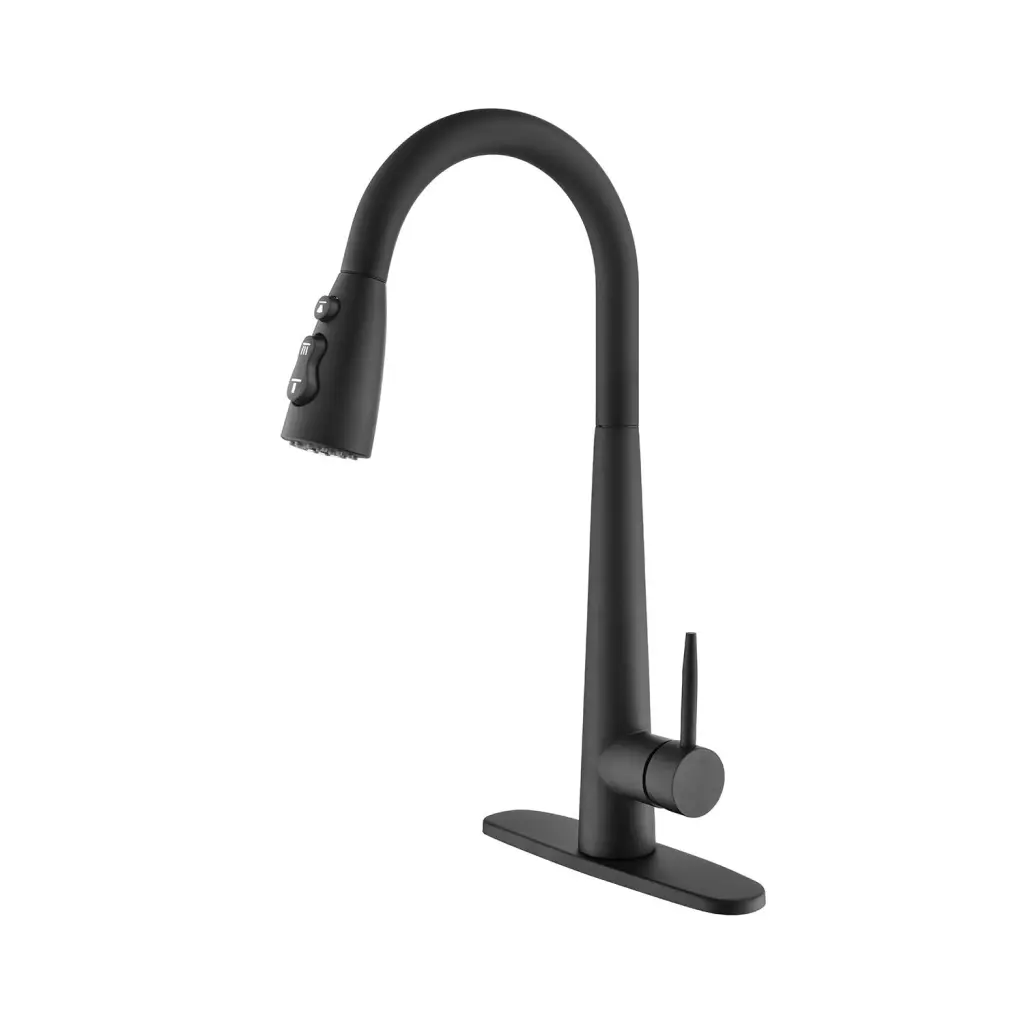 Kitchen Faucet Pull Down Sprayer Matte Black Stainless Alloy Metal w2287