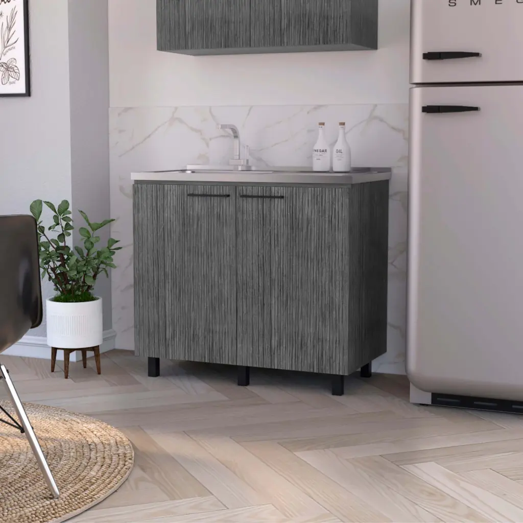 Smokey Oak Functionality Sink and Cabinet Gray Kitchen Wood Vanity furniture max