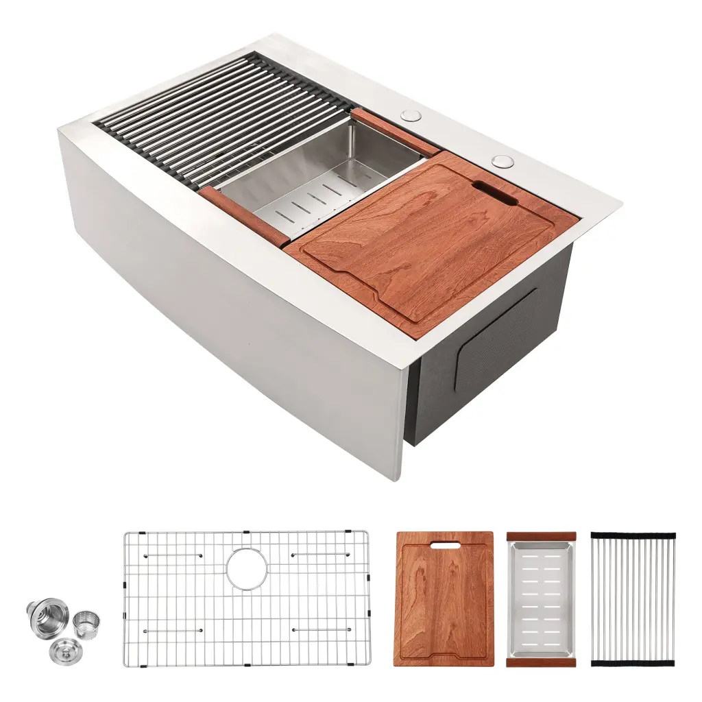 36 Inch Drop Farmhouse Sink Workstation 36x22x10 Inch Stainless Steel Kitchen Sink lordear