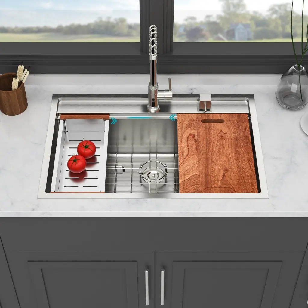 33 Inch Drop Kitchen Sink Topmount Single Bowl Stainless Steel lordear