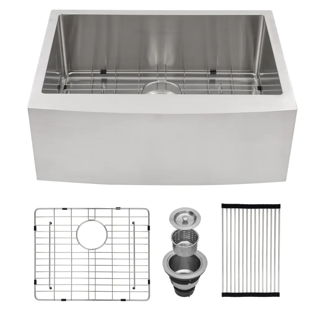 24 Inch Farmhouse Kitchen Sink 24x21x10 Stainless Steel Apron Front Sink lordear