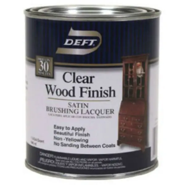 Deft DFT017/04 Clear Wood Finish Brushing Lacquer 1 Qt Satin Interior Wood Protection