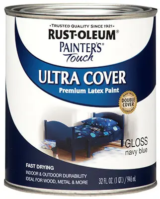 Rust-Oleum 1922-502 Painter's Touch Latex Brush-On Paint 1 Qt Navy Blue Indoor Outdoor Use
