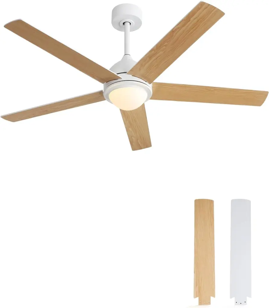 52 Inch Modern LED Ceiling Fan 3 Color Dimmable Remote Control