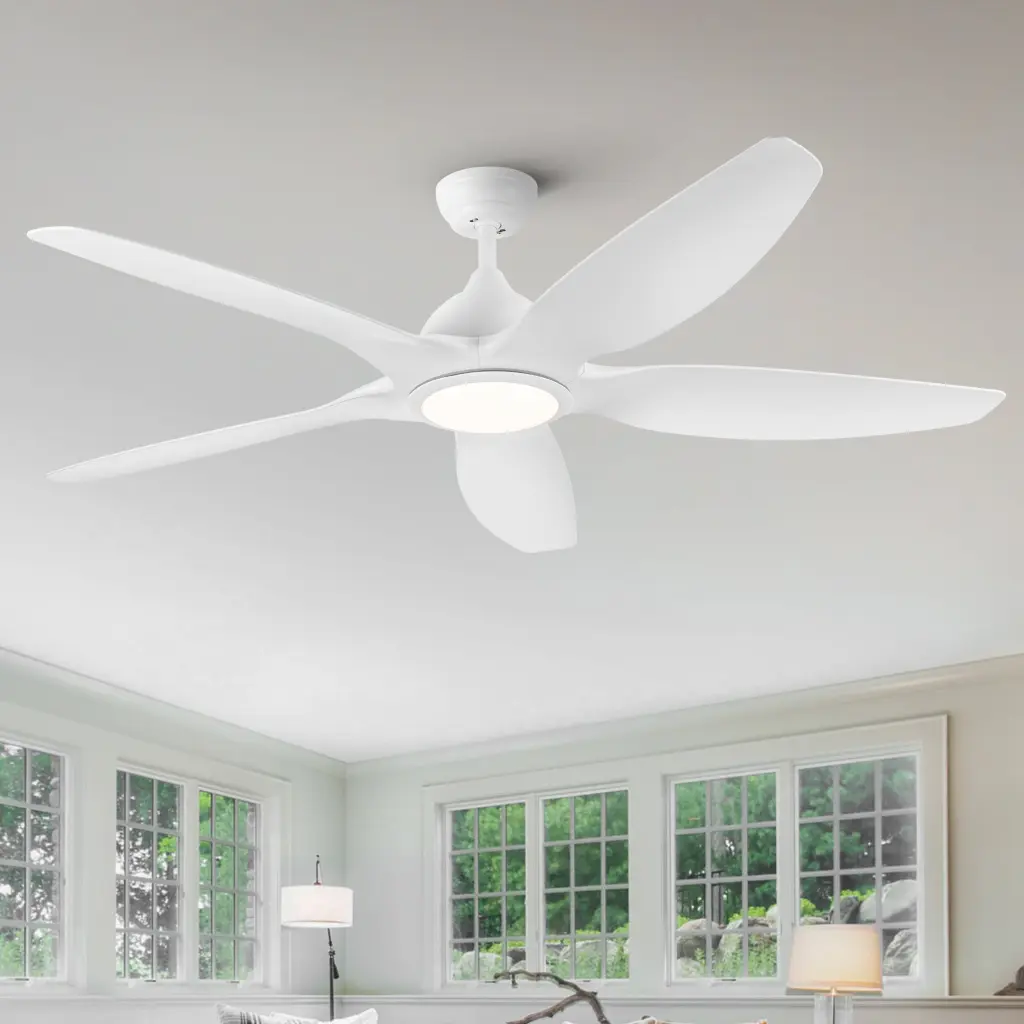 Modern 60 Inch Integrated LED Ceiling Fan White ABS Blades and Lighting yuhao w1367