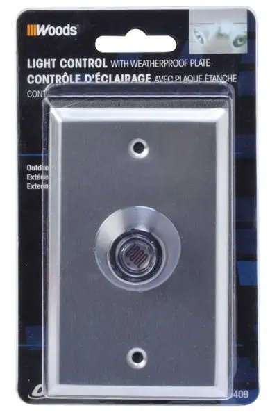 Woods 59409 Outdoor Hardwire Post Eye Light Control Photocell & Wall Plate