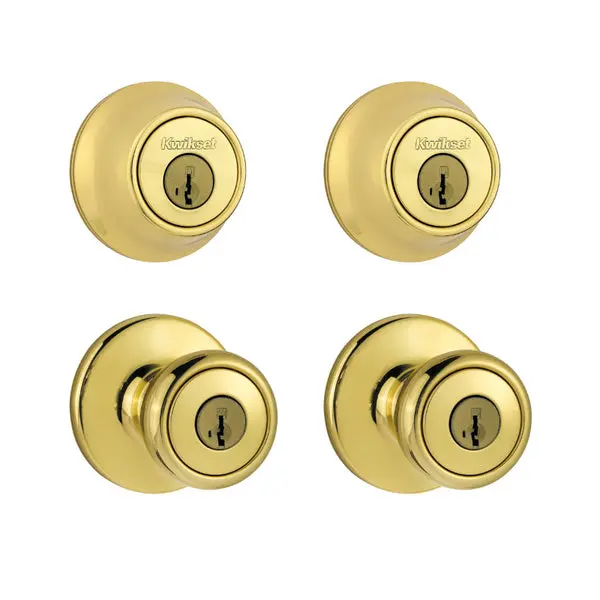 Kwikset 242T-3-CP-6AL-K2 Security Combo Lockset Polished Brass Doors