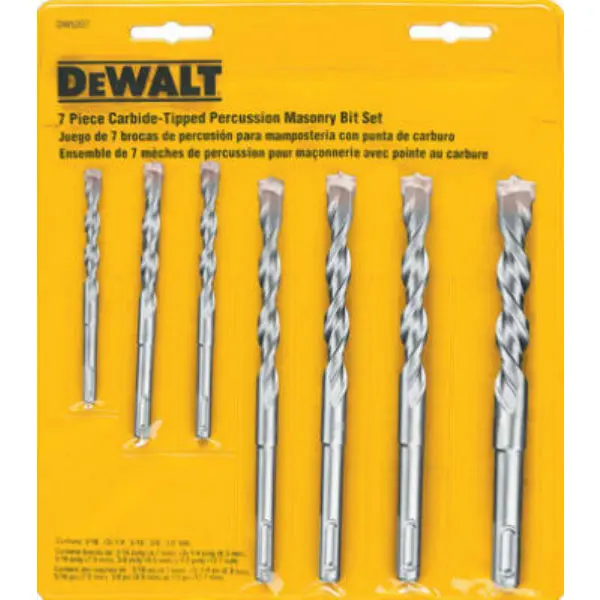 DeWalt DW5207 Premium Percussion Masonry Drill Bit Set 7-Piece