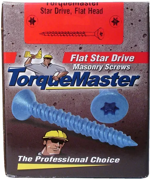 MidWest 51222 TorqueMaster Flat Star Drive Masonry Screw 3/16x1-3/4 Inch 100-Pack Midwest Fastener