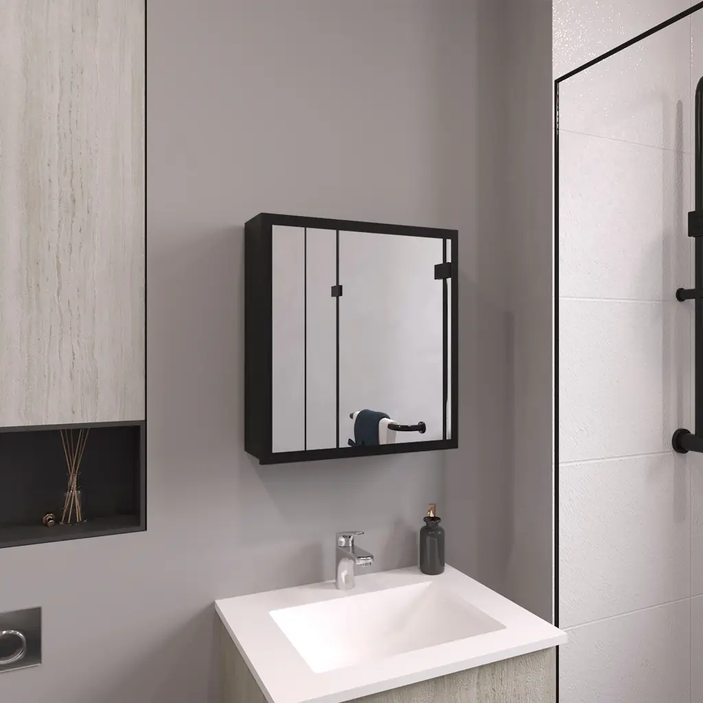 21.1 Inch Mirror Medicine Cabinet Four Interior Shelves tuhome