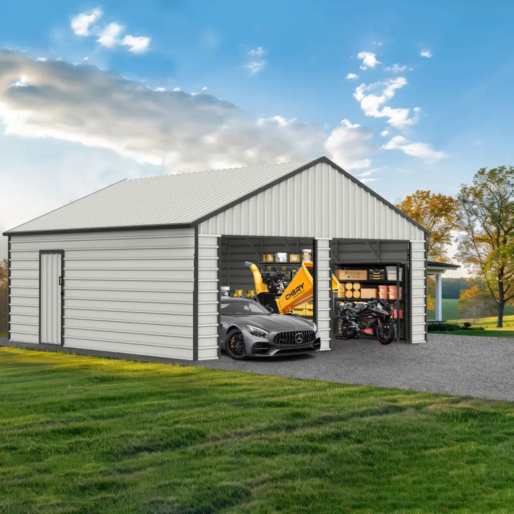 23Ft X 22Ft Double Garage Metal Shed Side Entry Door Storage Shed chery