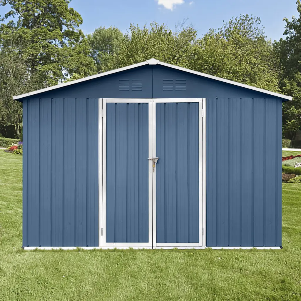 10ft x 12ft Metallic Garden Shed Outdoor Blue Storage Shed storage sheds