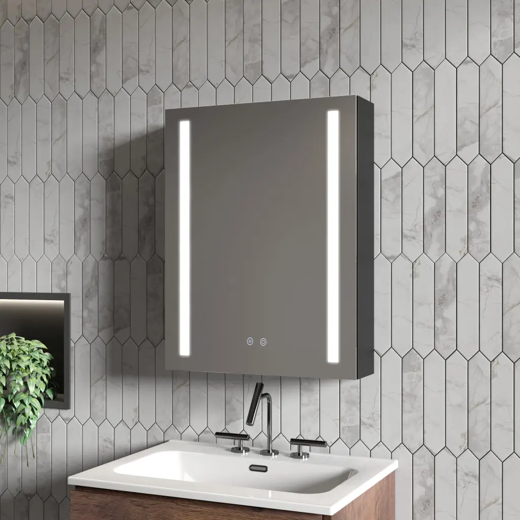 20x26 Inch Modern Wall Mounted LED Frontlit Bathroom Mirror Cabinet abay home
