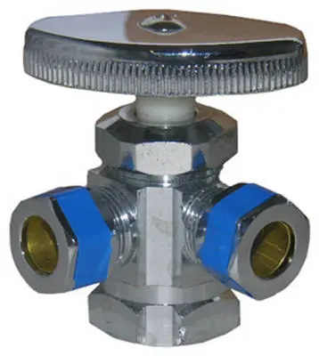 Lasco 06-7321 Dual Outlet Water Valve 1/2" x 3/8" x 3/8" 3-Way