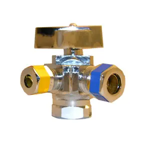Lasco 06-9319 3 Way Valve 1/2 FPT x 3/8 x 1/4 Versatile Plumbing Applications