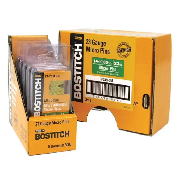 Bostitch PT-2330-3M Paper Strip Pin Nails Steel 23 Gauge 3mm Woodworking and Trim
