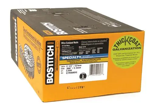 Bostitch C7R90BDG Ring Shank Coil Siding Nails 2-3/16 x 0.092 3600-Count
