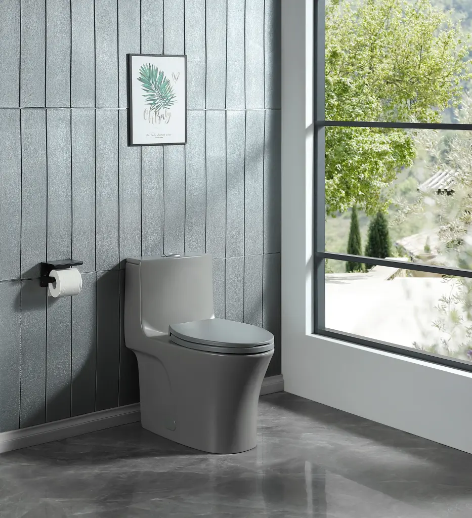 1.1-1.6 GPF Dual Flush One Piece Toilet Water Saving Elongated Comfort Height bathininc