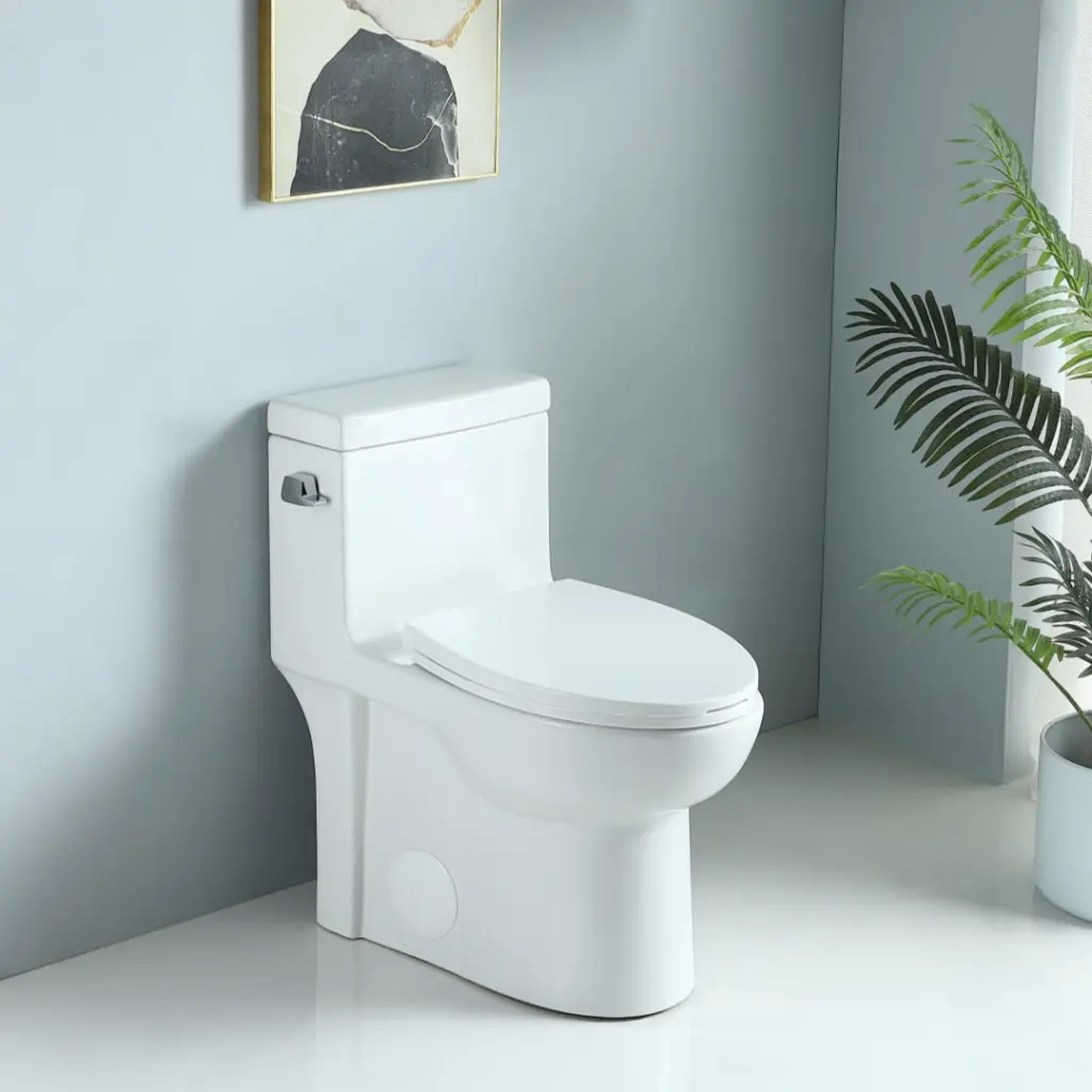 1.28 GPF One Piece Toilet Single Flush Water Saving Elongated Comfort Height bathininc