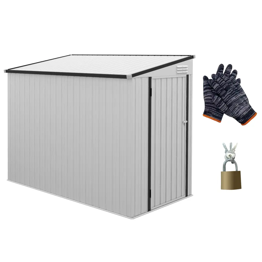 Outsunny 4x7.7 Metal Outdoor Storage Shed Lean To Garden Shed Lockable Door aosom business