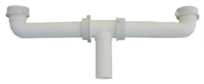 Lasco 03-4209 PVC 2 Bowl End Center Outlet Drain 1-1/2" x 16" White