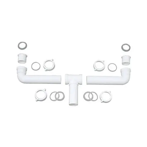 Master Plumber 453-209 2-Bowl Center Outlet Drain 1-1/2 Inch White