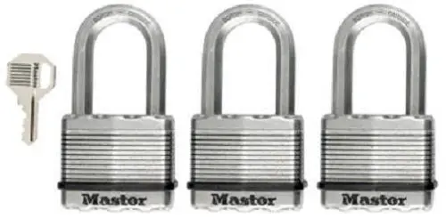 Master Lock M5XTRILFCCSEN Magnum Laminated Padlock 2 Inch 3-Pack Heavy Duty Security