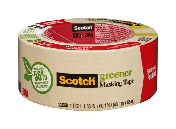 Scotch 2050-48A Medium Strength Masking Tape 1.88 Inch x 60.1 Yard General Use