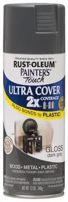Rust-Oleum 249115 Painters Touch 2x Spray Paint 12 Oz Gloss Dark Gray High Shine