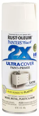 Rust-Oleum Painters Touch 2x Spray Paint 12 Oz Satin Heirloom White Vintage Look