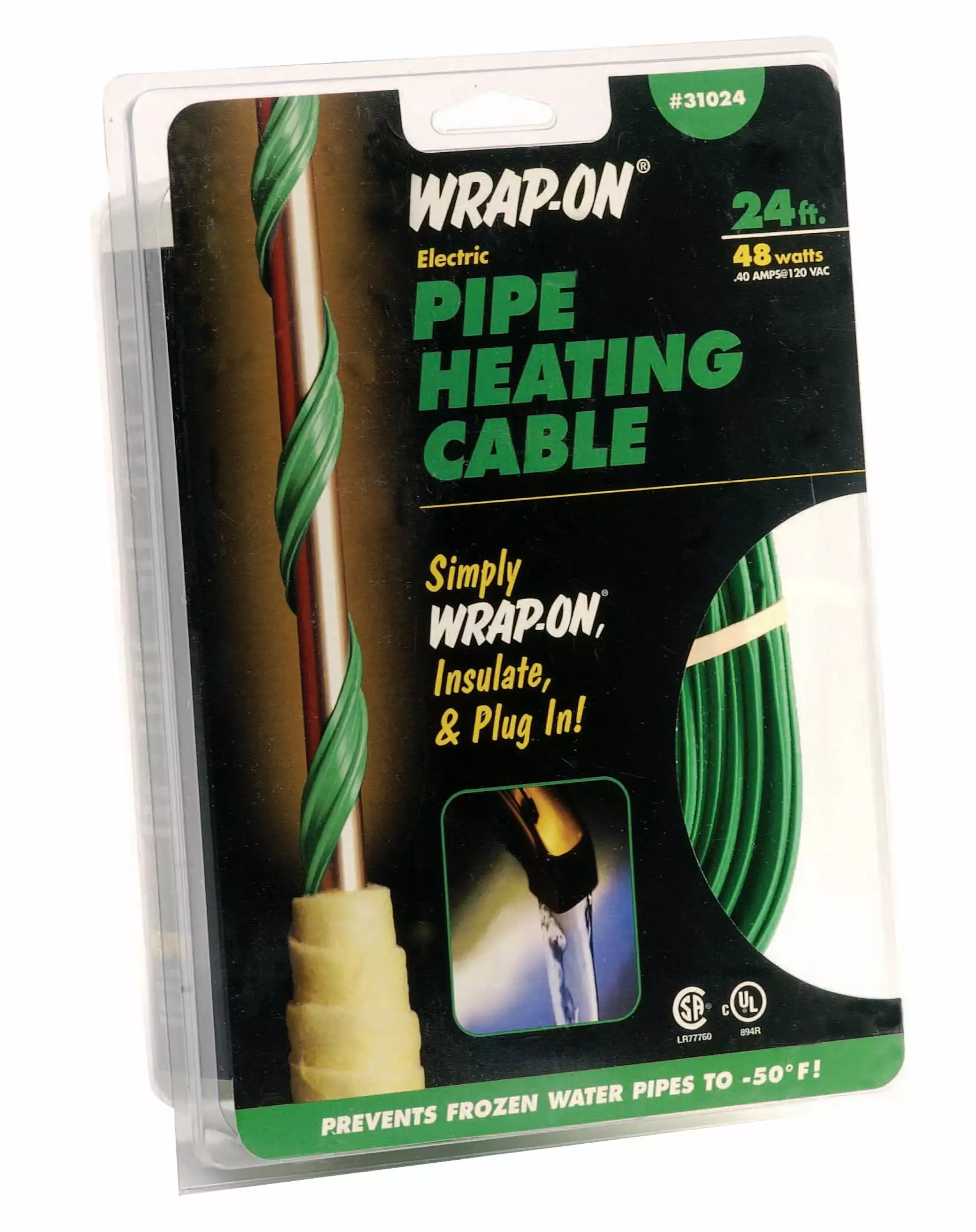 Wrap-On Pipe Heating Cables. w/Thermostat. 120 V. White
