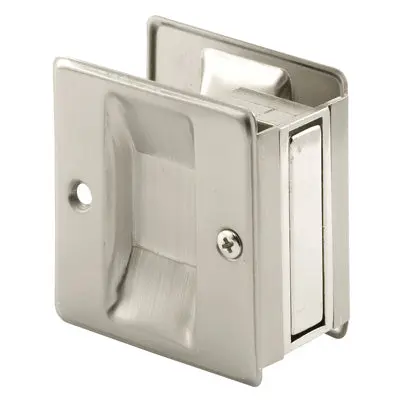 Slide-Co 164158 Solid Brass Reversible Pocket Door Pull Satin Nickel Finish
