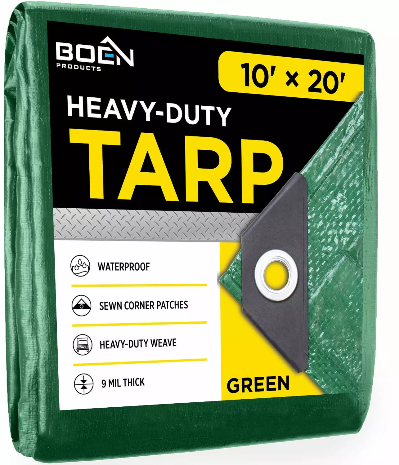 Boen Green Tarp 10 ft x 20 ft 12x12 Weave Heavy Duty