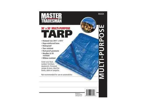 Master Tradesman 866426RD Poly Storage Tarp Cover 30 x 50 Feet Blue Waterproof Tarp