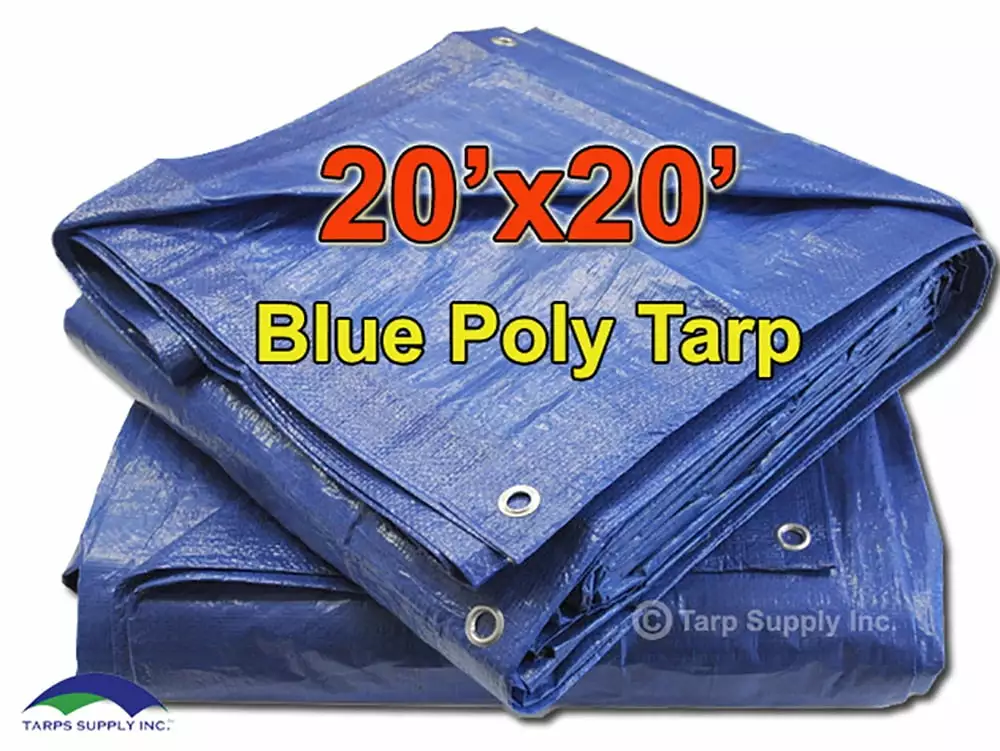 Tarp Supply Inc 20' x 20' Blue Poly Tarp Cover Waterproof